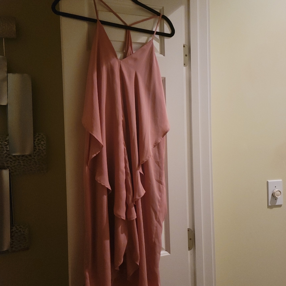 Charlotte Russe V Neck halter cross back pink dress size 1X